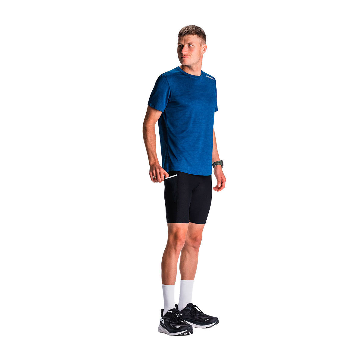 FUSION korte tights med benvarmere til unisex, blå og sort