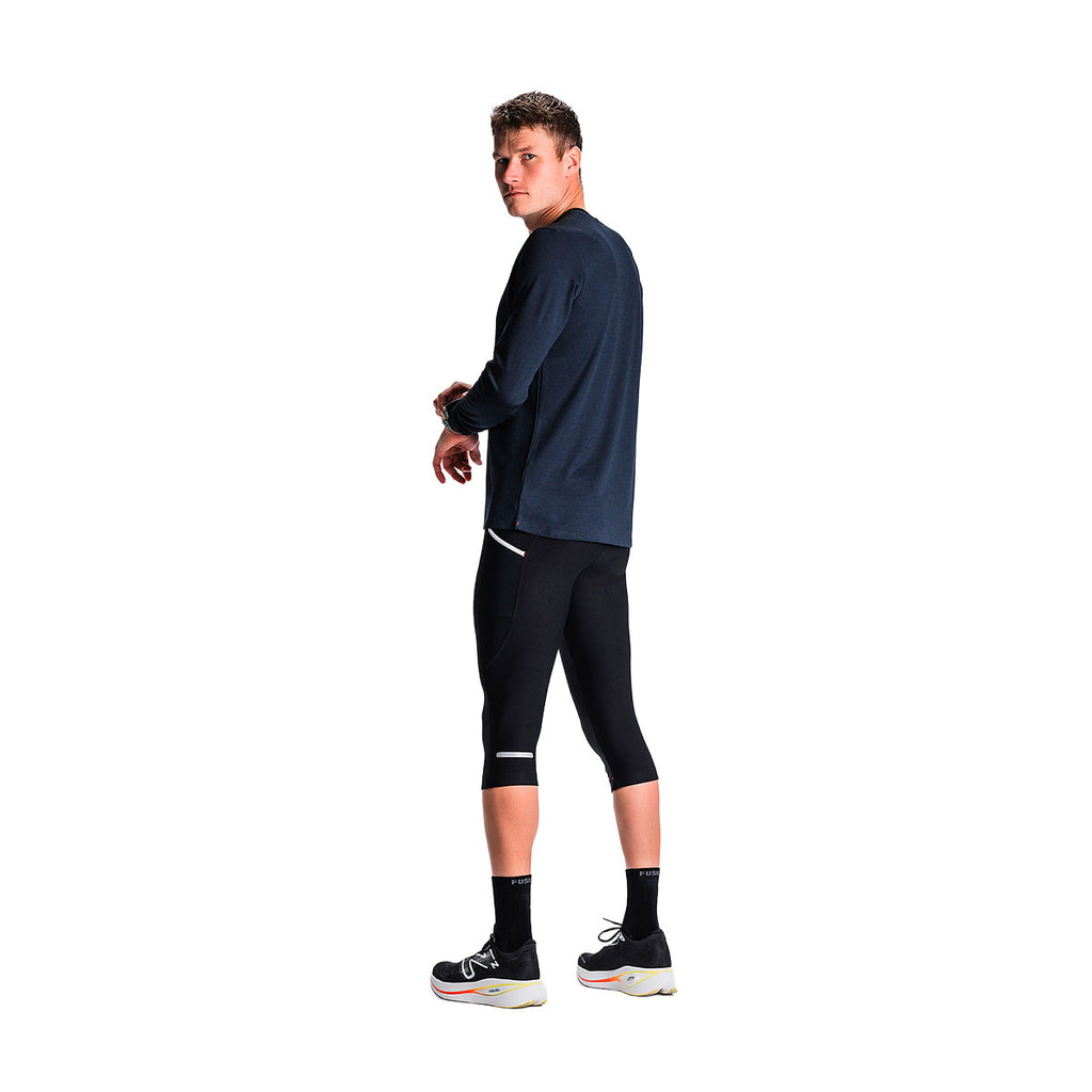 Unisex 3/4 tights i mørk farve med blå panel ved knæ