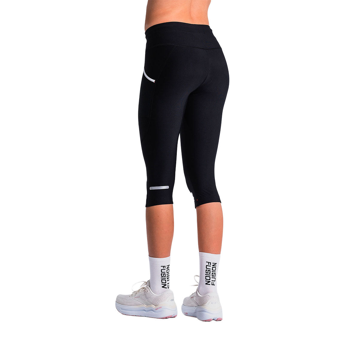 Unisex 3/4 tights i sort med elastisk linning og logo-udsnit