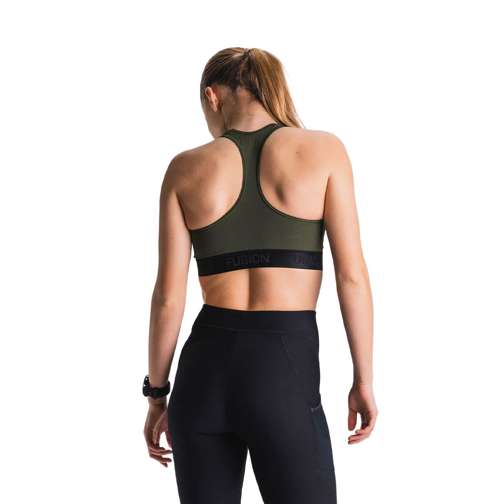Fusion dame tanktop i mørkegrøn med racerback og elastisk logo-bånd