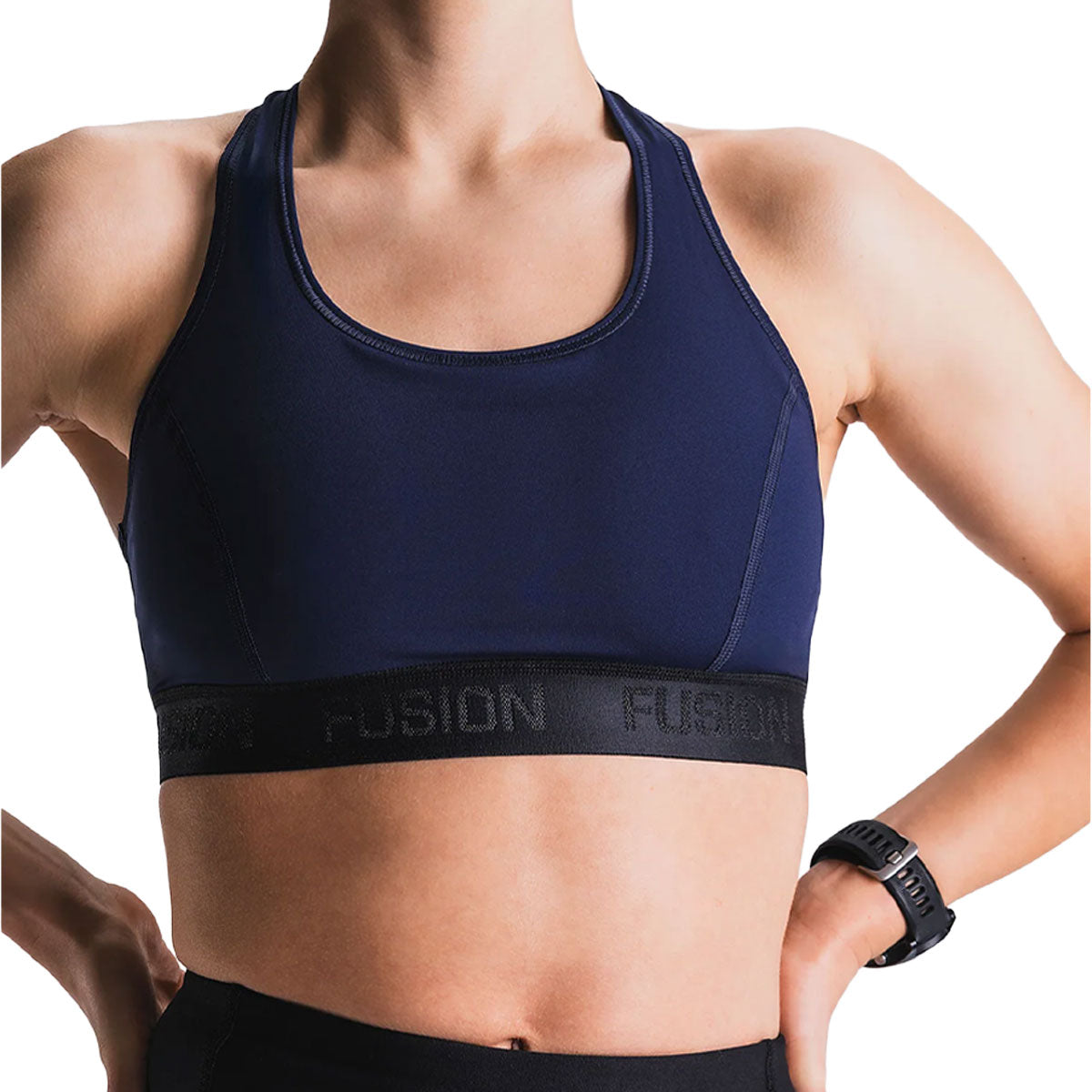 Mørkeblå FUSION dame singlet med brede stropper og logoelastik