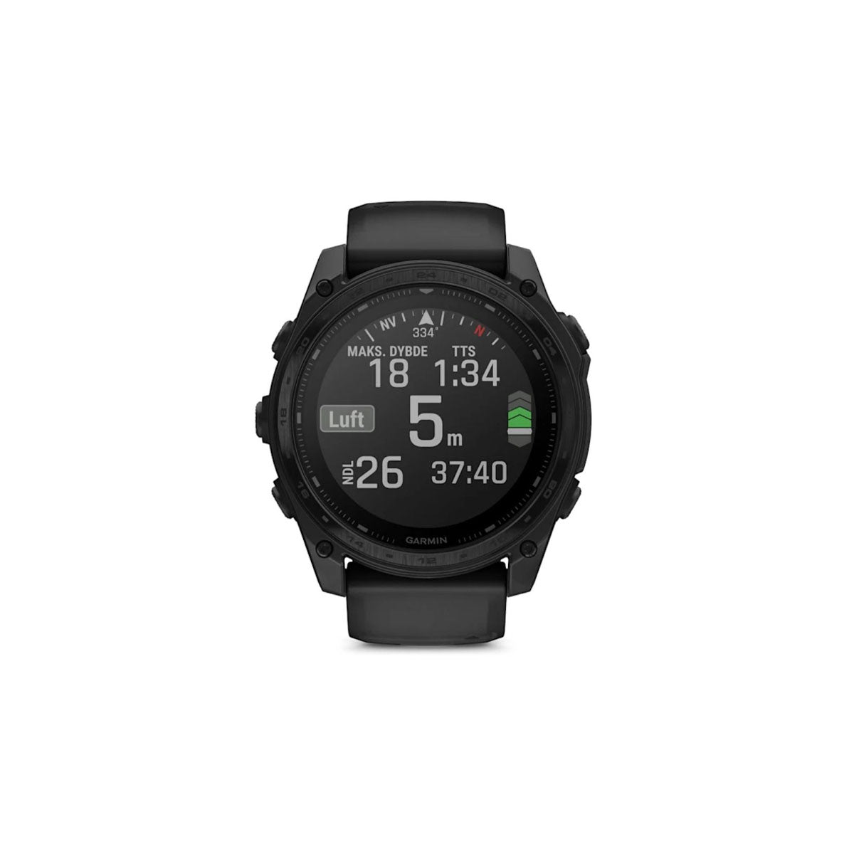 Garmin Tactic 8 Solar Sapphire smartwatch med sort urskive og rem, 51 mm