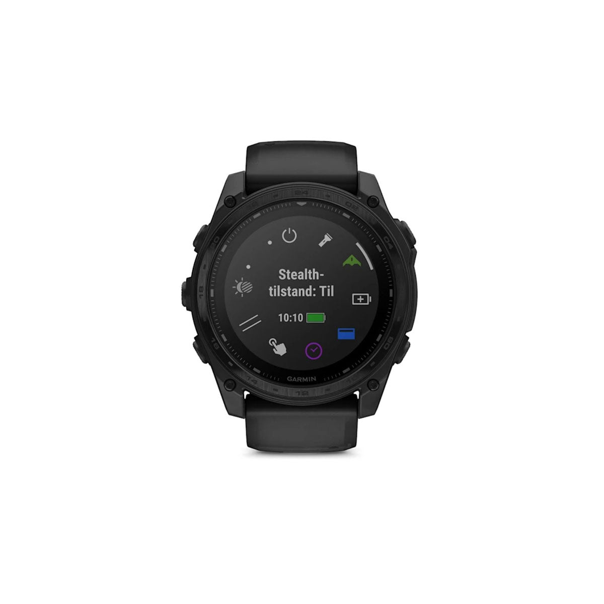 Garmin Tactic 8 Solar Sapphire smartwatch med sort urskive og rem, 51 mm
