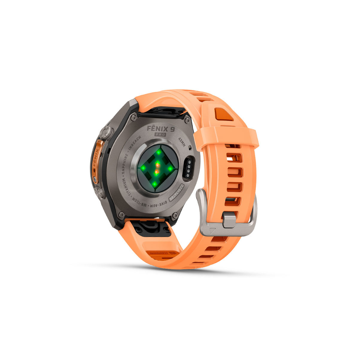 Garmin Fenix 9 Pro inReach smartwatch med orange silikonerem 43 mm titanium look