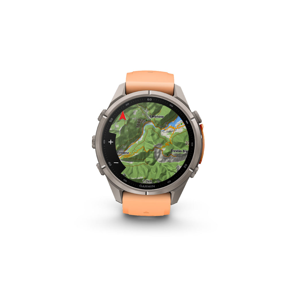 Garmin Fenix 9 Pro smartwatch med kortskærm og læderrem 43 mm titanium
