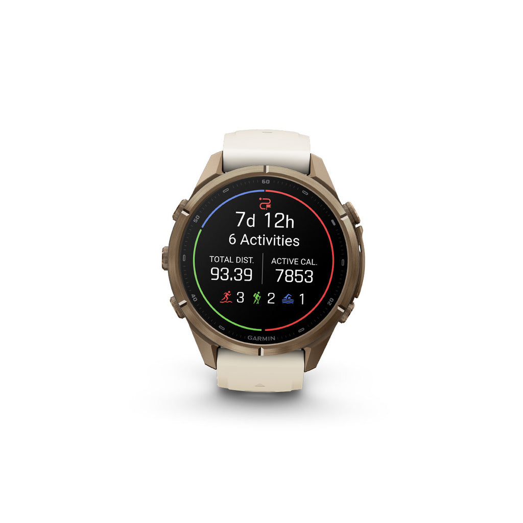 Garmin Fenix 9 Pro 43mm titanium smartur med hvid silikonerem