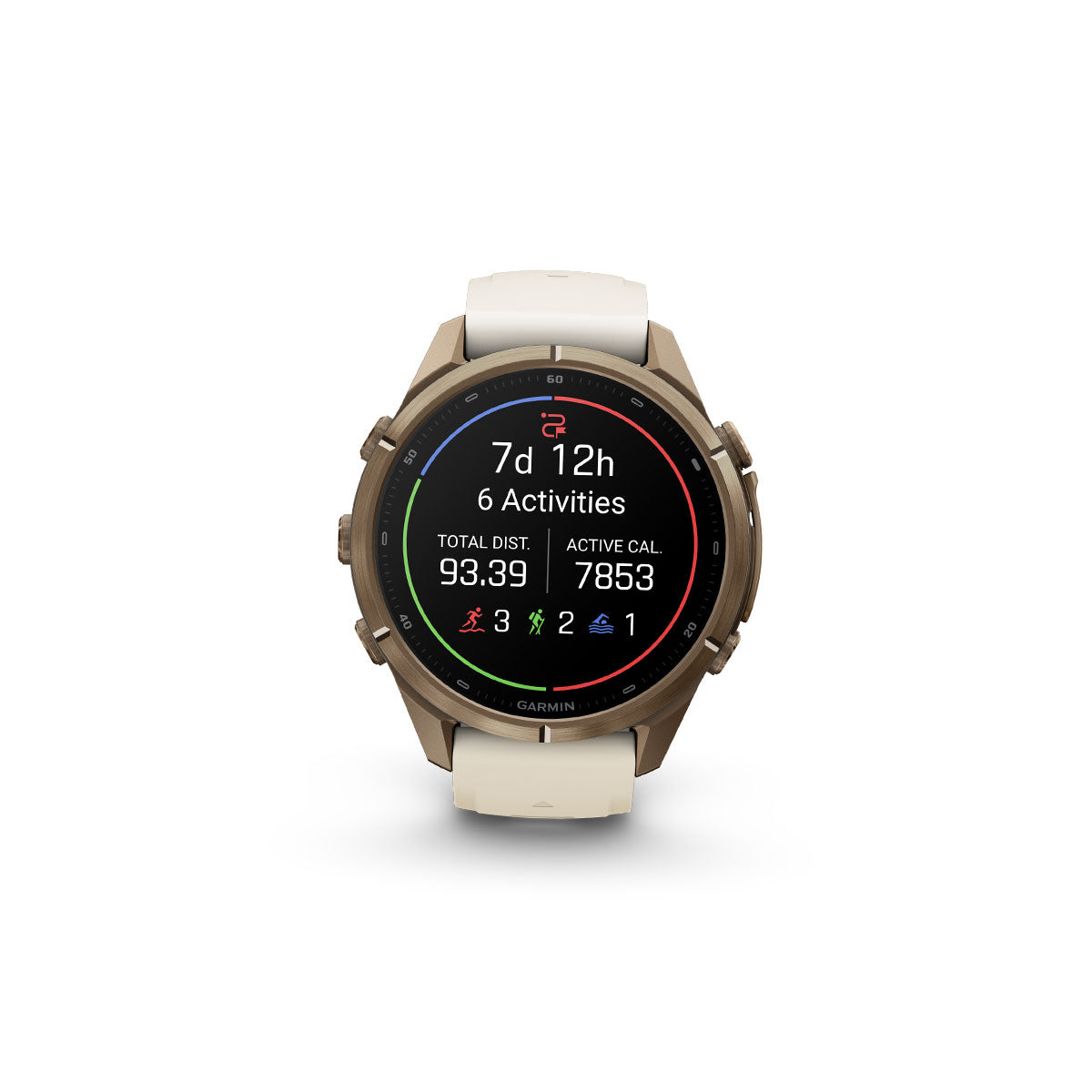 Garmin Fenix 9 Pro 43mm titanium smartur med hvid silikonerem