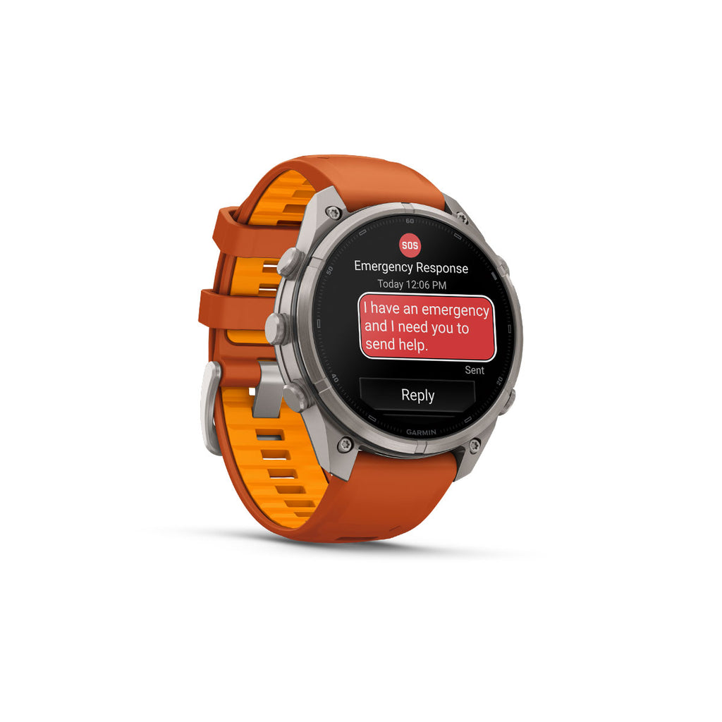 Garmin Fenix 9 Pro inReach smartwatch med SOS-skærm og orange rem