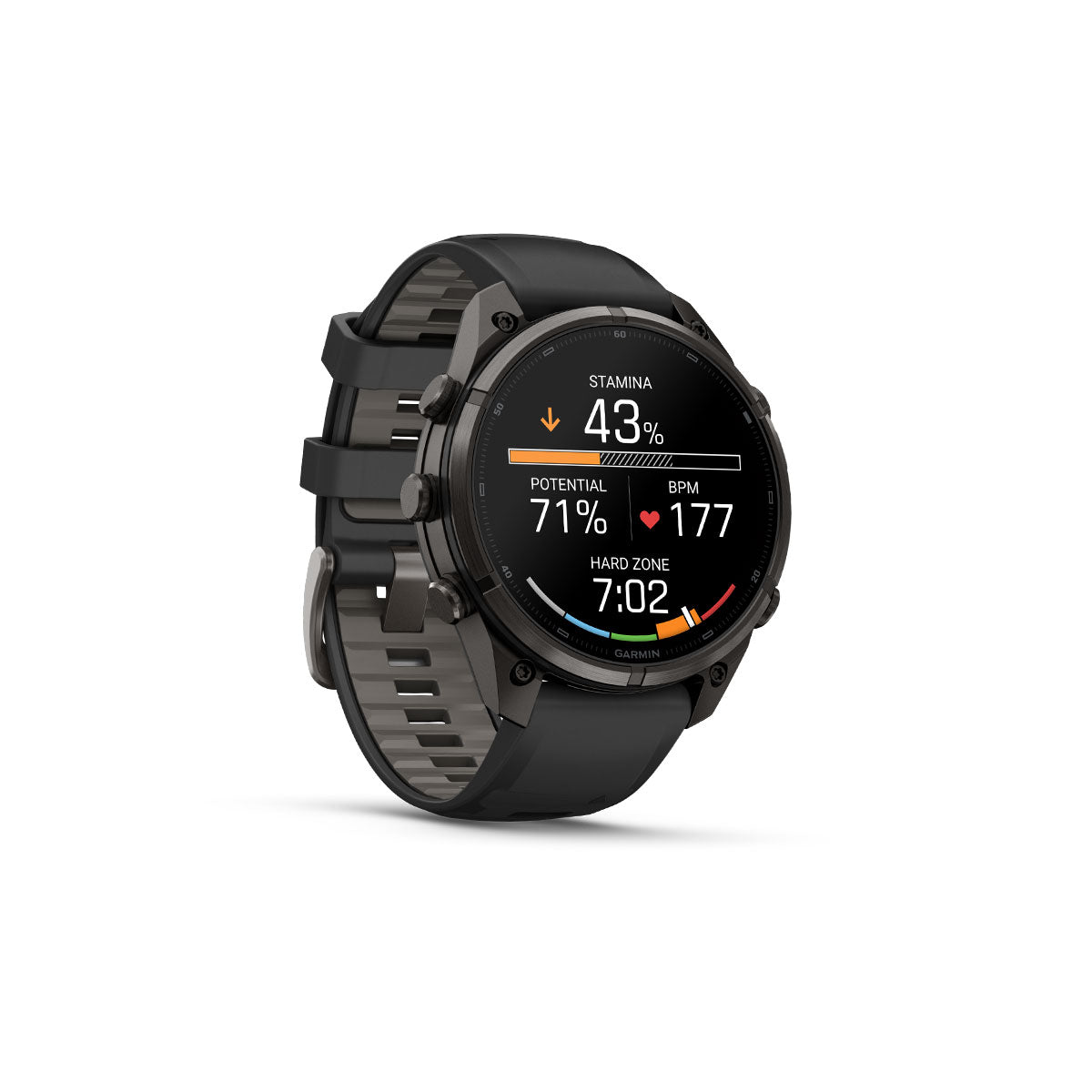 Garmin Fenix 9 Pro smartwatch med sportrem og aktivitetsdisplay 43%