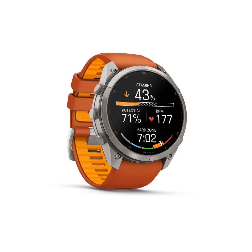 Garmin Fenix 9 Pro smartwatch med 51 mm titanium og orange rem