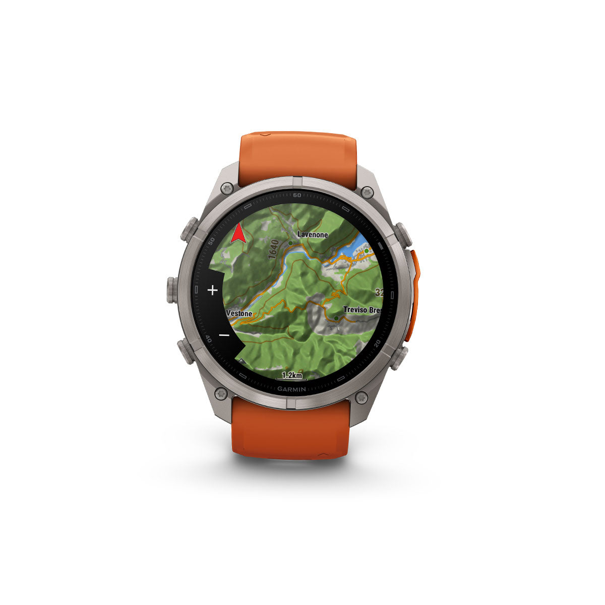 Garmin Fenix 9 Pro smartur med 51 mm titaniumhus og orange rem