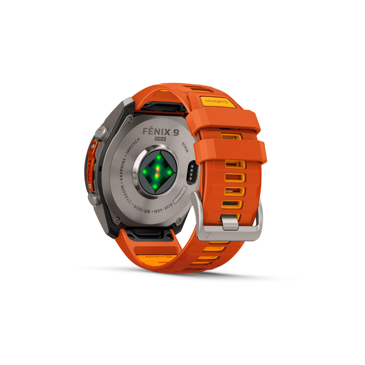 Garmin Fenix 9 Pro inReach smartwatch i orange titan med rem
