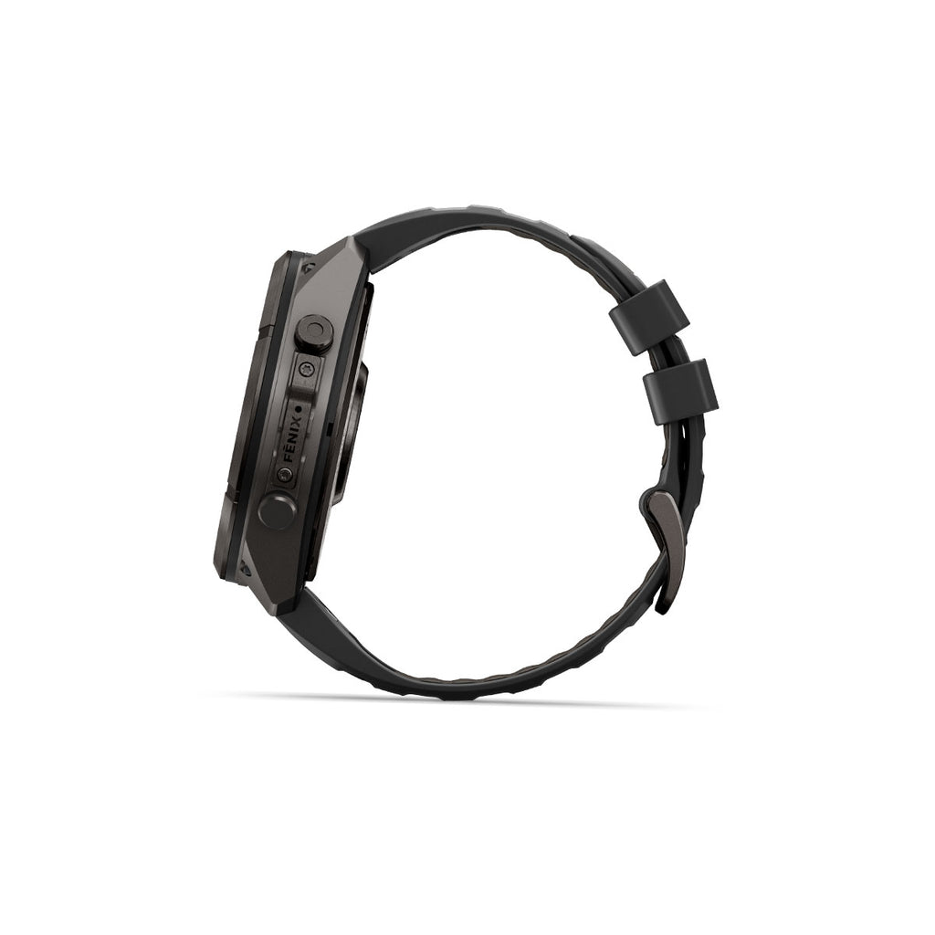 Garmin Fenix 9 Pro inReach ur med sort silikone rem og DLC-kasse