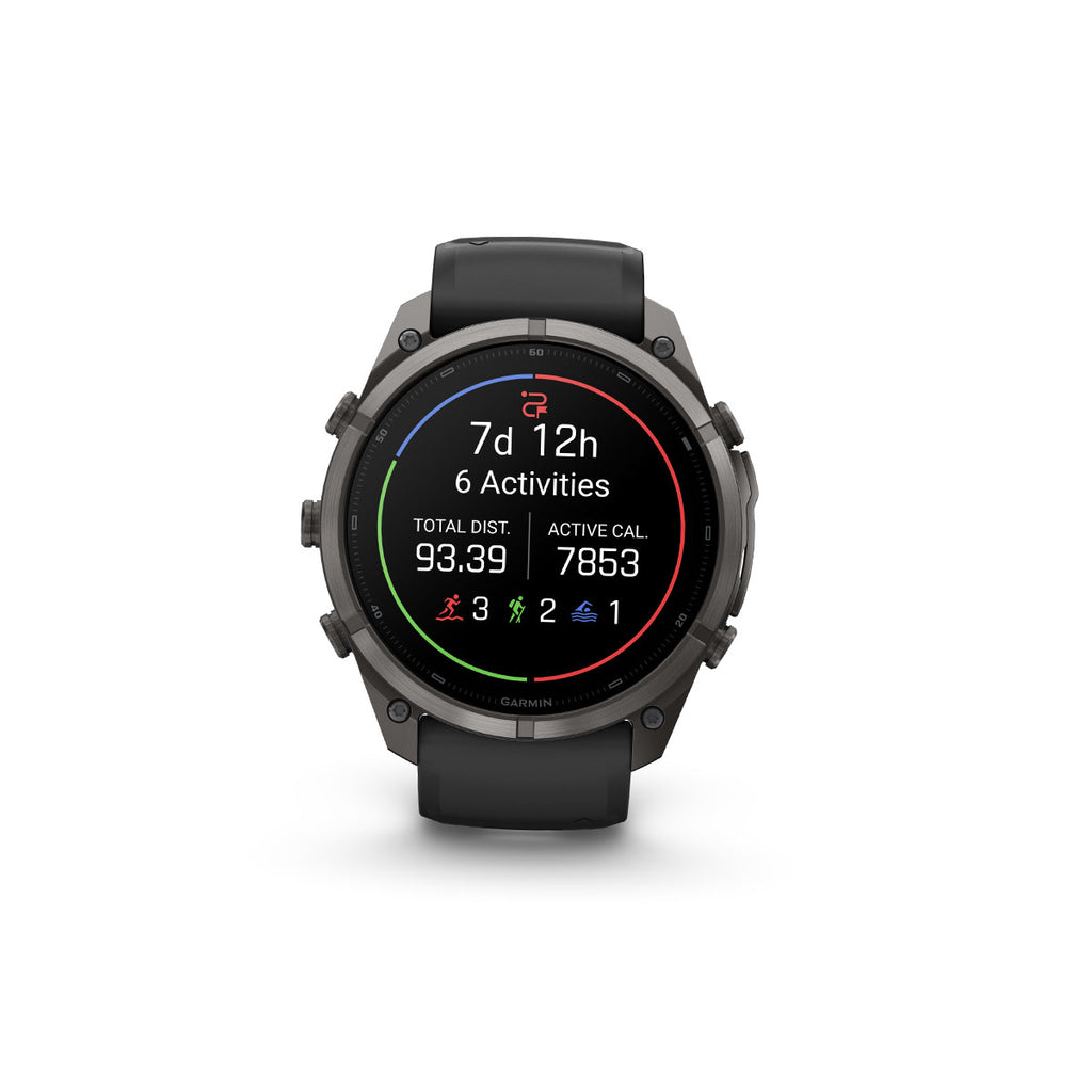 Garmin Fenix 9 Pro inReach smartwatch med sort urskive og statusvisning
