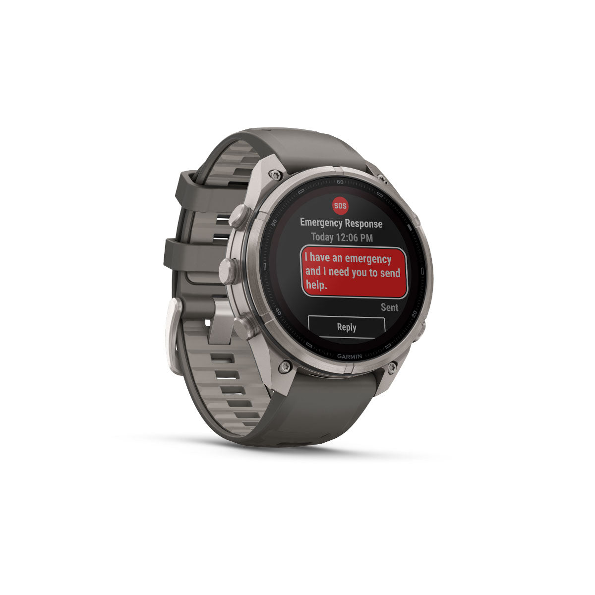 Garmin Fenix 9 Pro inReach smartwatch med SOS-skærm og grå rem 47 mm SOLAR Ti