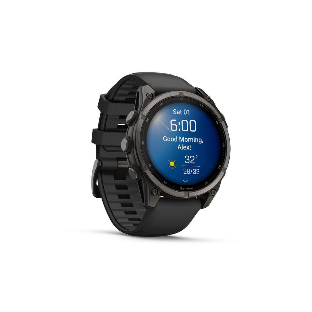 Garmin Fenix 9 smartur 47 mm med sort silikonerem og skærm