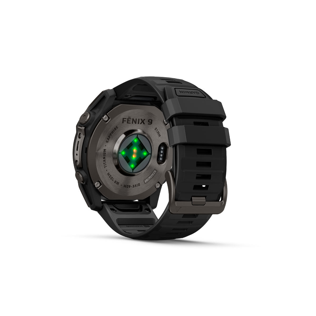 Garmin Fenix 9 smartwatch med 51 mm DLC urkasse og sort rem