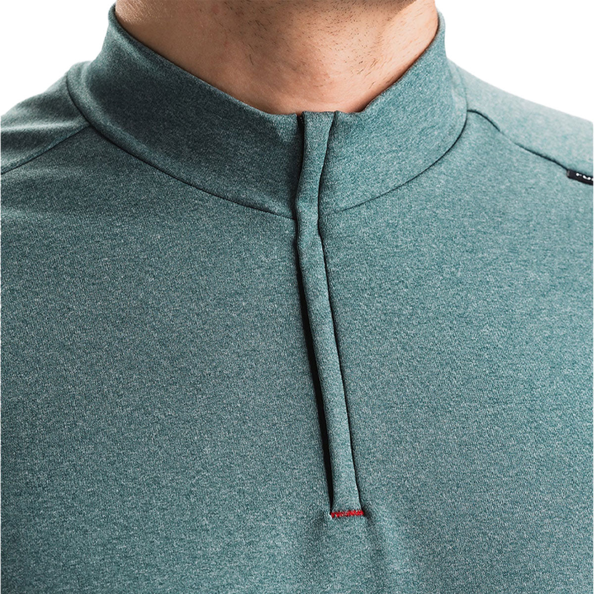 Mørkeblå zip neck langærmet trøje med hætte og lynlås