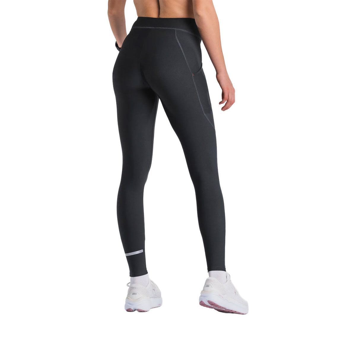 FUSION træningstights dame i sort med sidelomme og grå sømlinjer