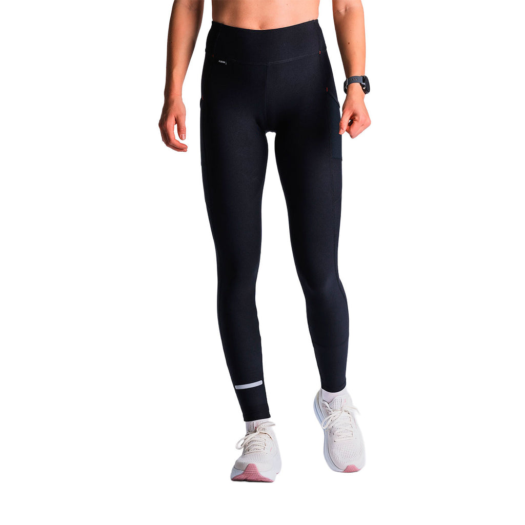 Dame fusion hot lange tights i sort med indsats ved knæ