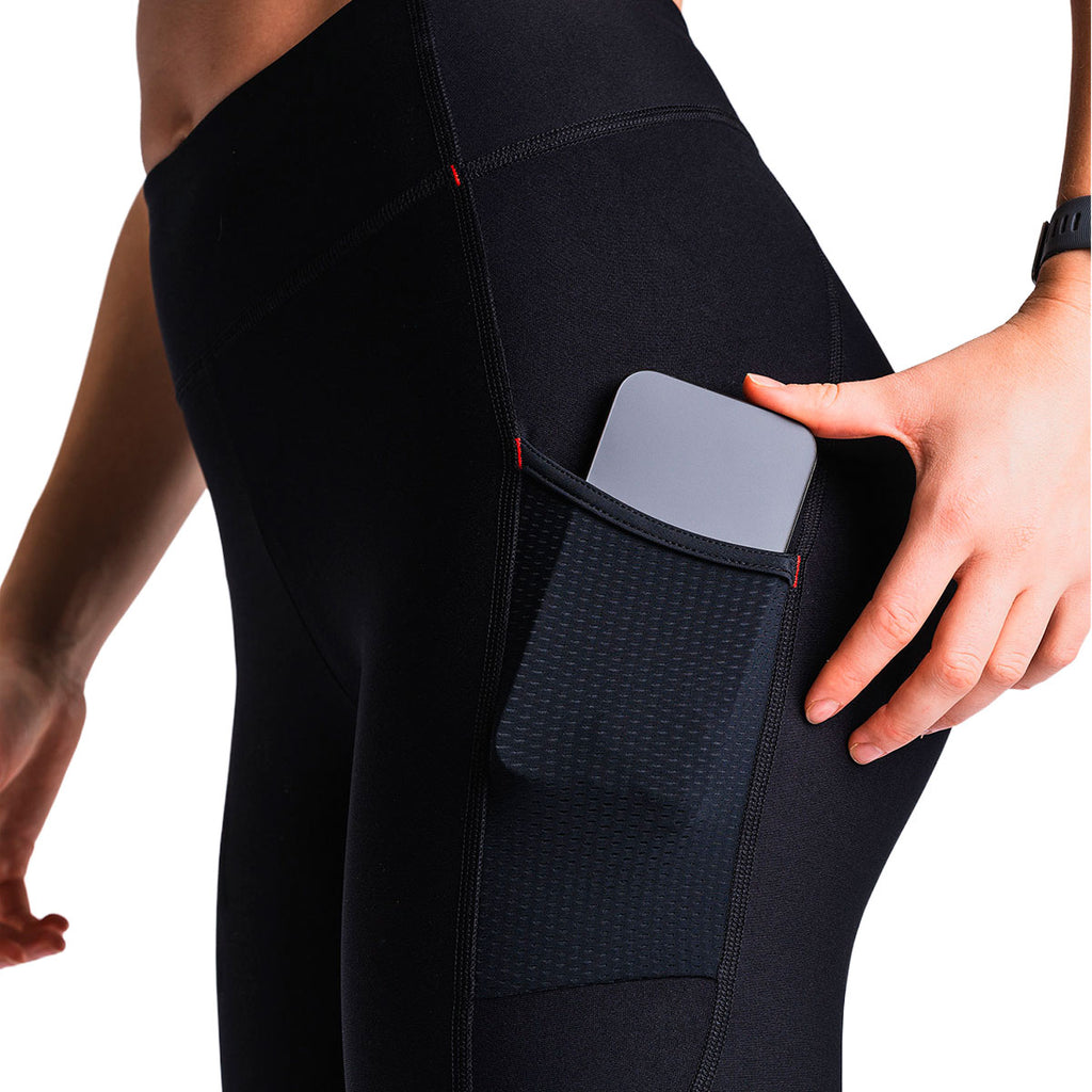 FUSION Hot long tights til dame med lomme på lår og elastiske sømme
