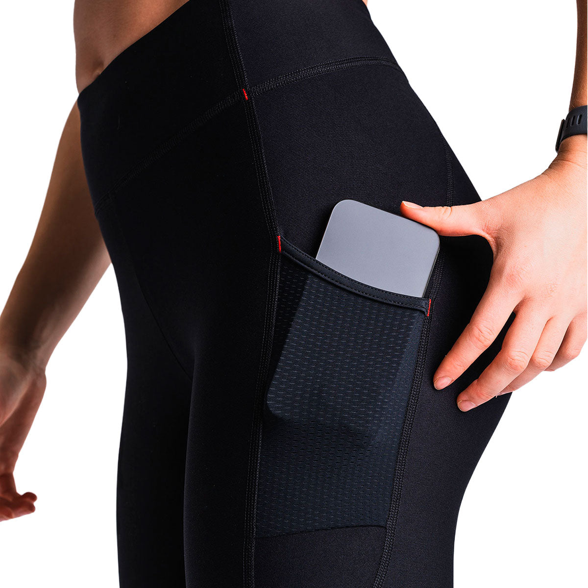 FUSION Hot long tights til dame med lomme på lår og elastiske sømme