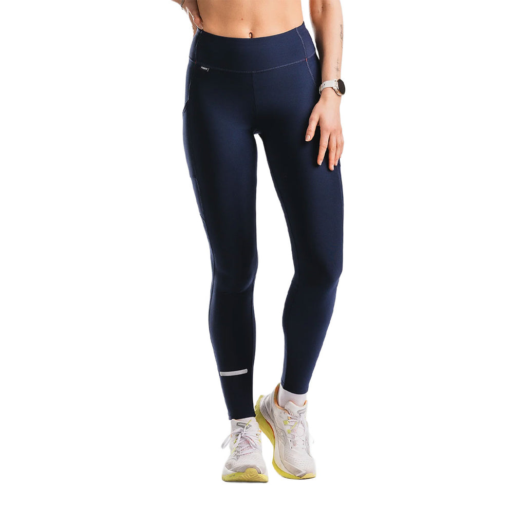 Kvinders lange hot tights i mørkeblå med logo ved hoften