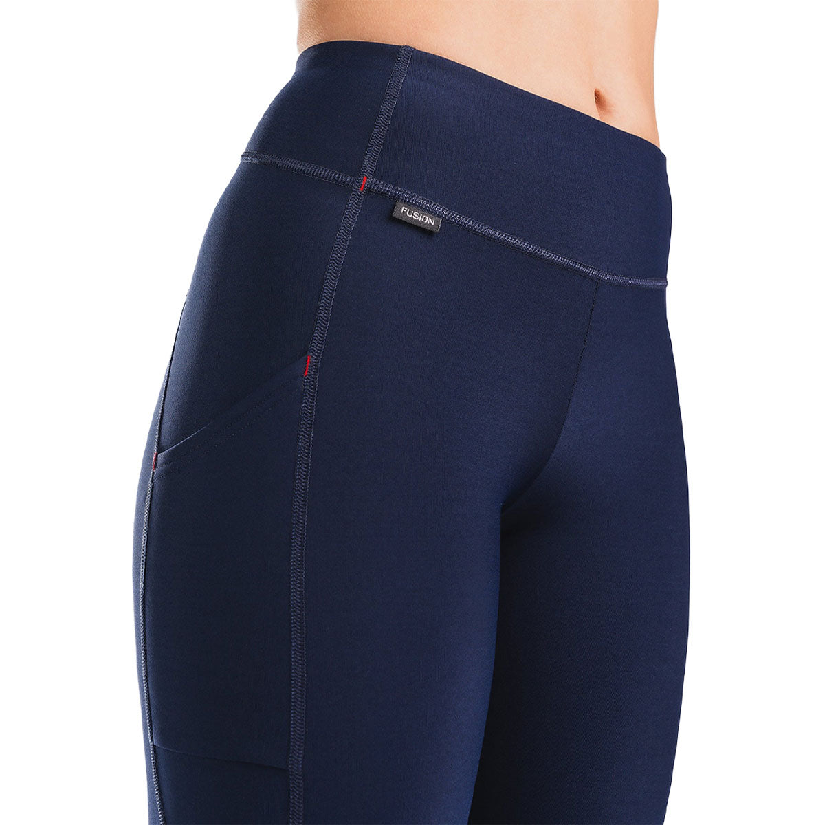 FUSION hot lange tights til dame i mørkeblå med syninger