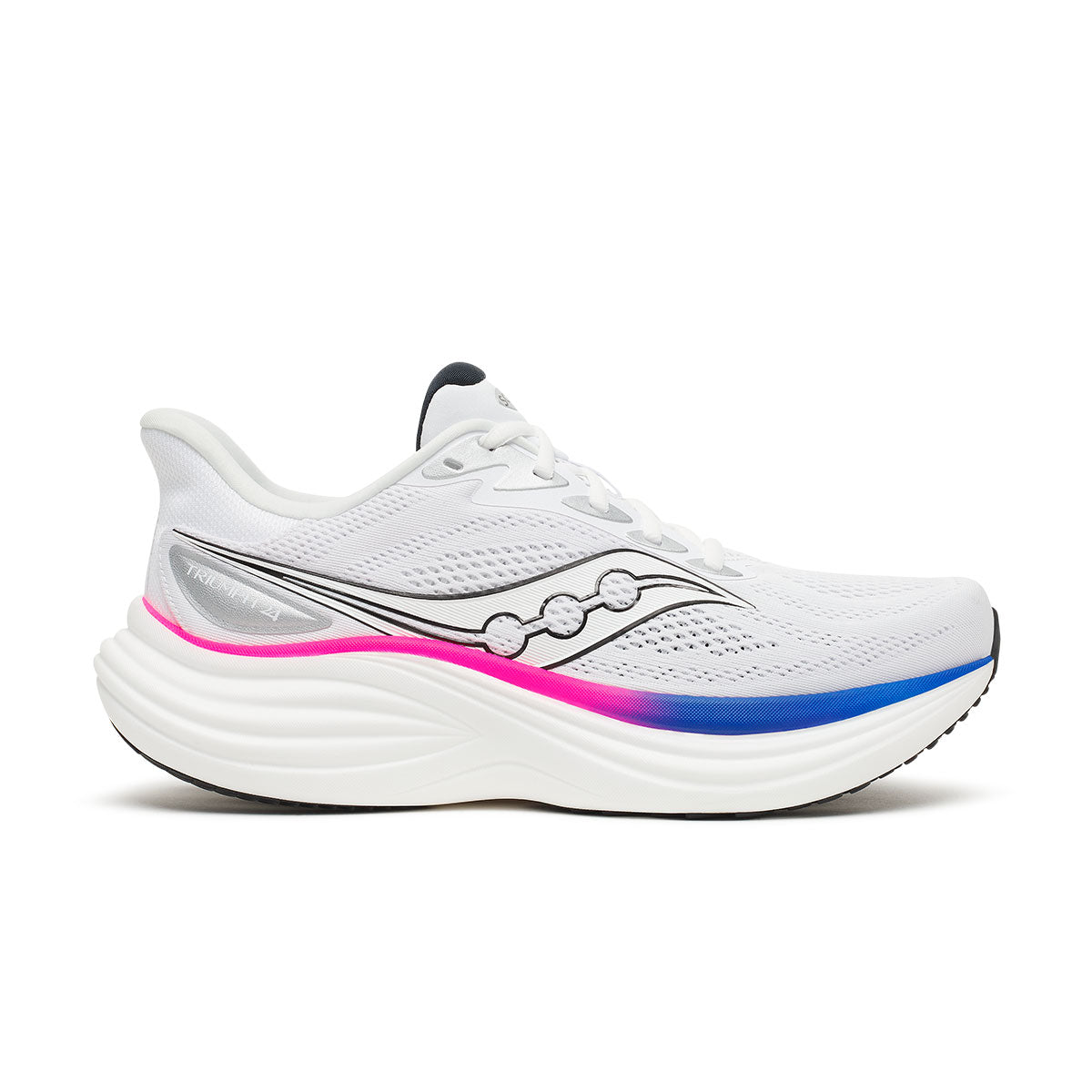 Saucony Triumph 24 herre løbesko i hvidt med blå og rosa stribe