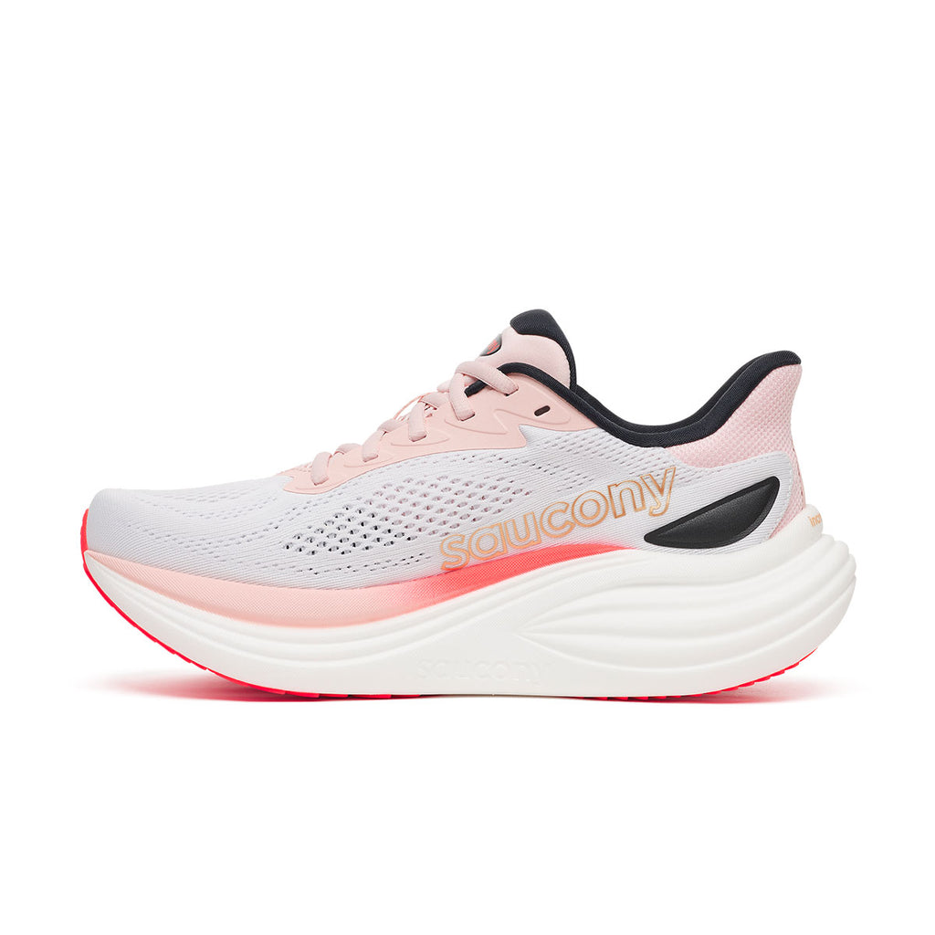 Saucony Triumph 24 dame løbesko i hvid og lyserød med snøre