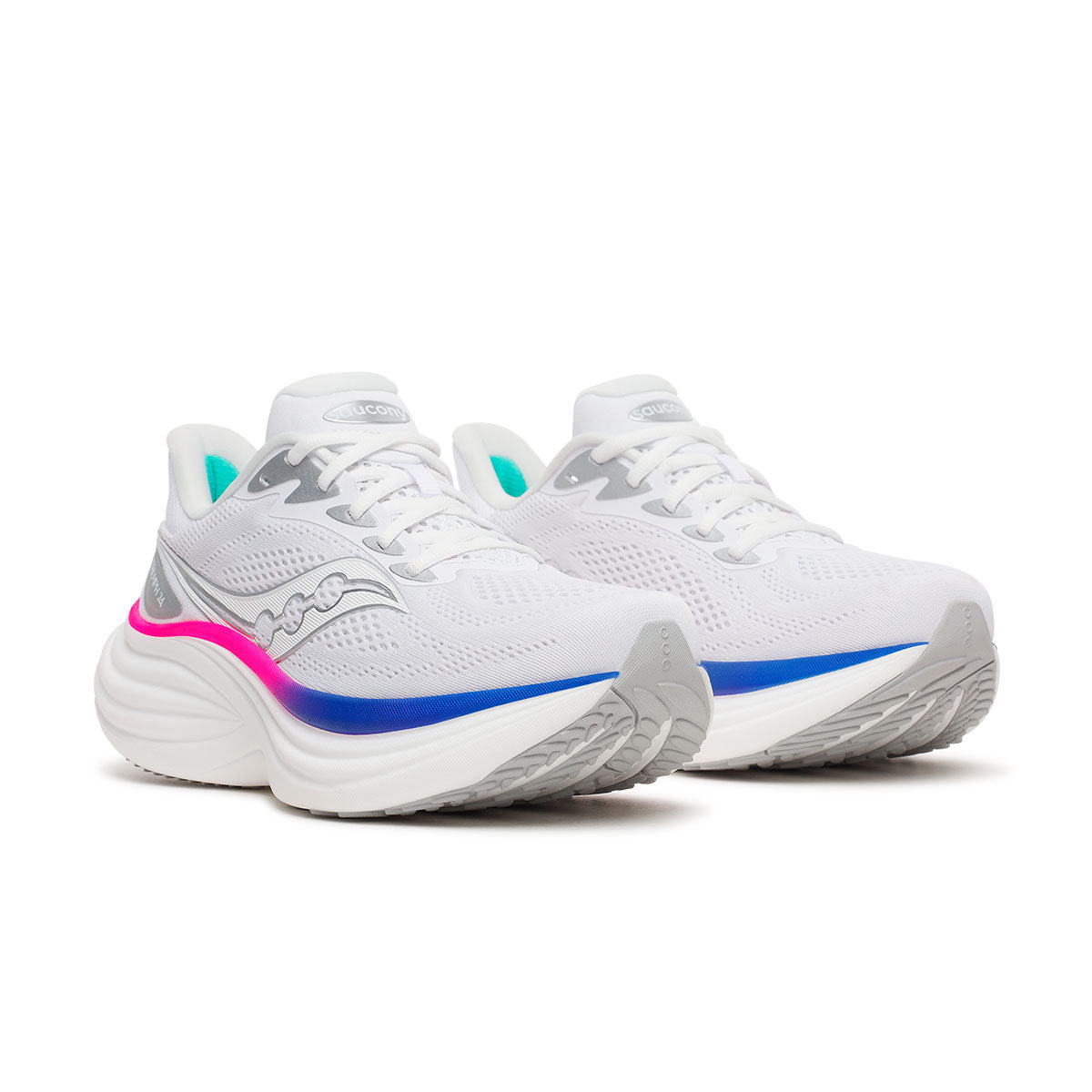 Saucony Triumph 24 Dame løbesko i hvid med blå og pink detaljer