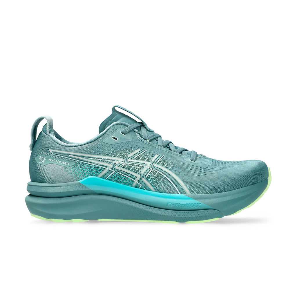 Asics Gel-Kayano 33 herre løbesko i blågrøn mesh med snørebånd