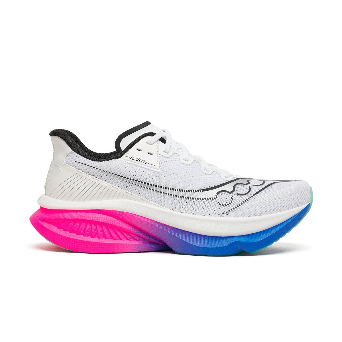 Saucony Endorphin Azura herre løbesko i hvid med sort og pink sål