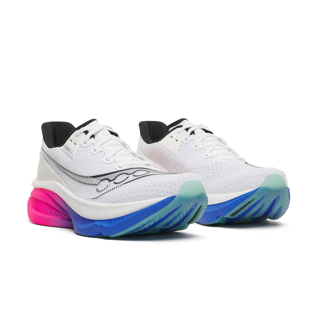 Saucony Endorphin Azura herre løbesko i hvid, blå og pink