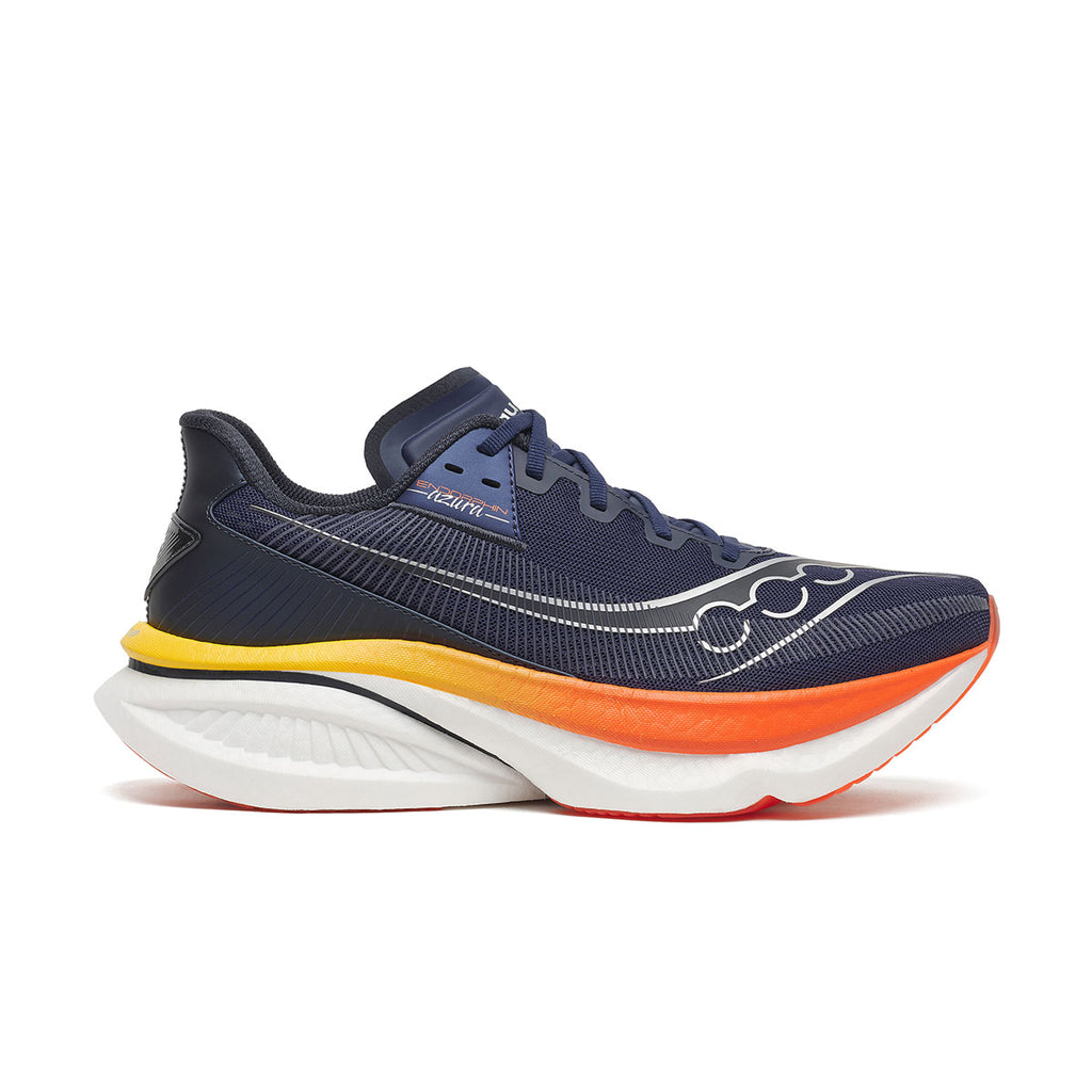 Saucony Endorphin Azura løbesko til mænd med blå overdel og hvid sål