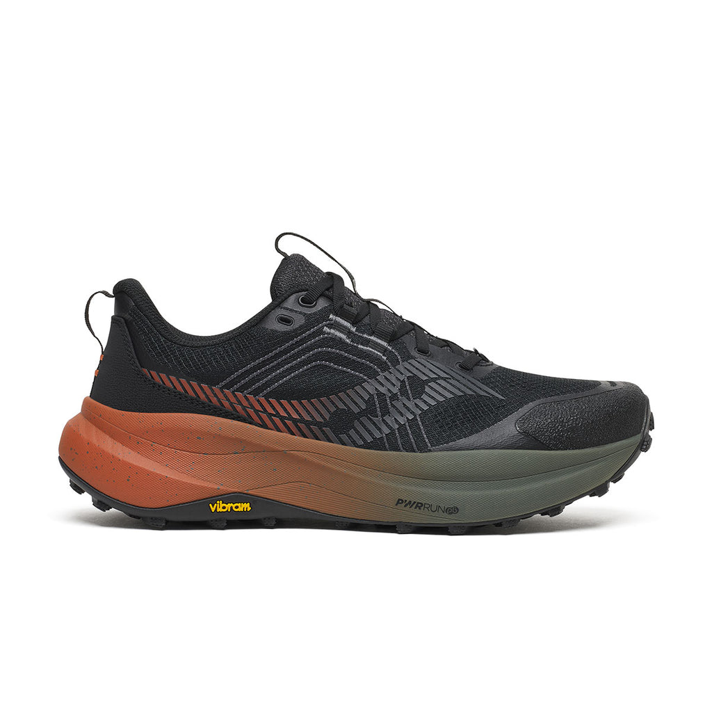 Saucony Xodus Ultra 4 herre trailsko i sort og orange, set forfra