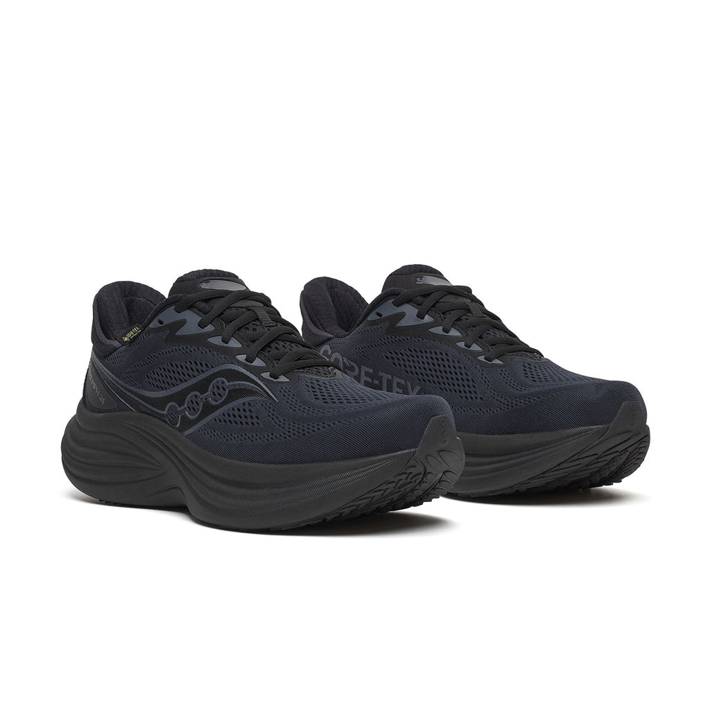 Saucony Triumph 24 GTX løbesko i mørk sort, par forside og side