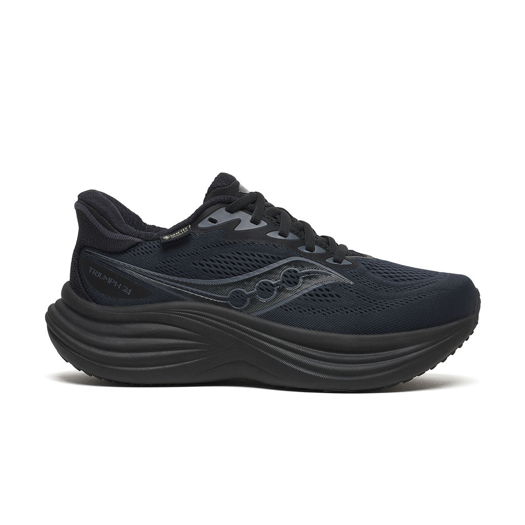 Saucony Triumph 24 GTX løbesko til kvinder i sort med snørebånd