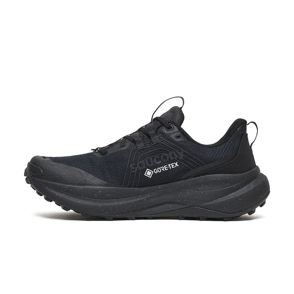 Saucony Xodus Ultra 4 GTX herresko i mørk trail-udgave med snørebånd