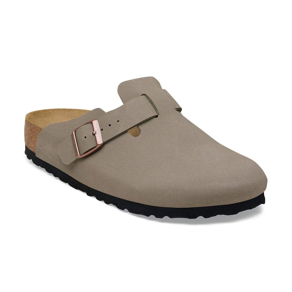 Birkenstock Boston sandaler i stenfarvet læder med spænde