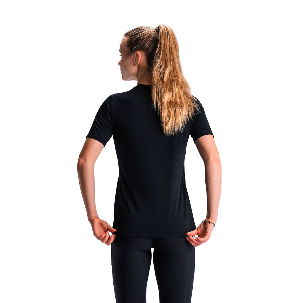 Sort dame T-shirt med korte ærmer, set bagfra