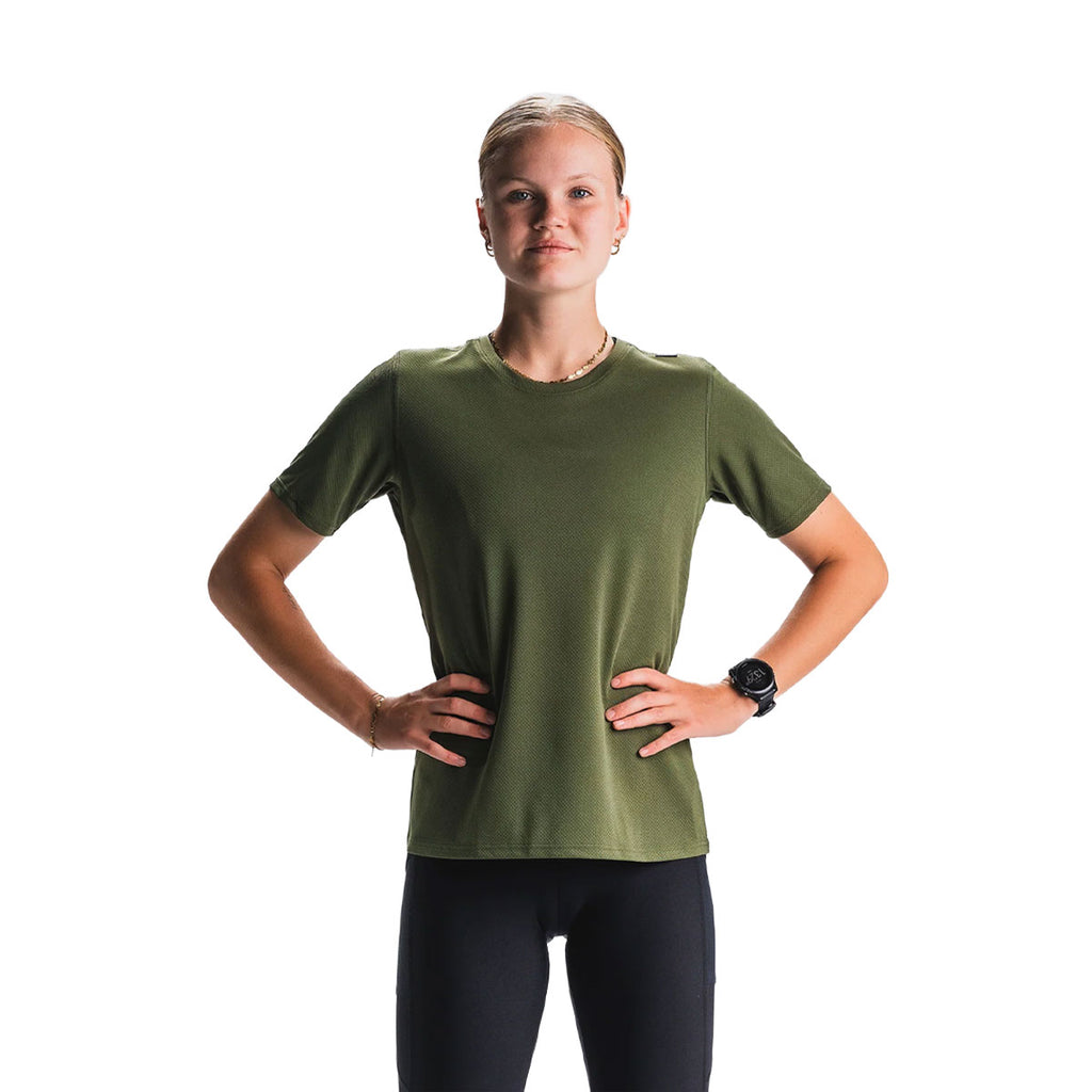 Grøn FUSION TEMPO! ONE Run dame t-shirt med kort ærme