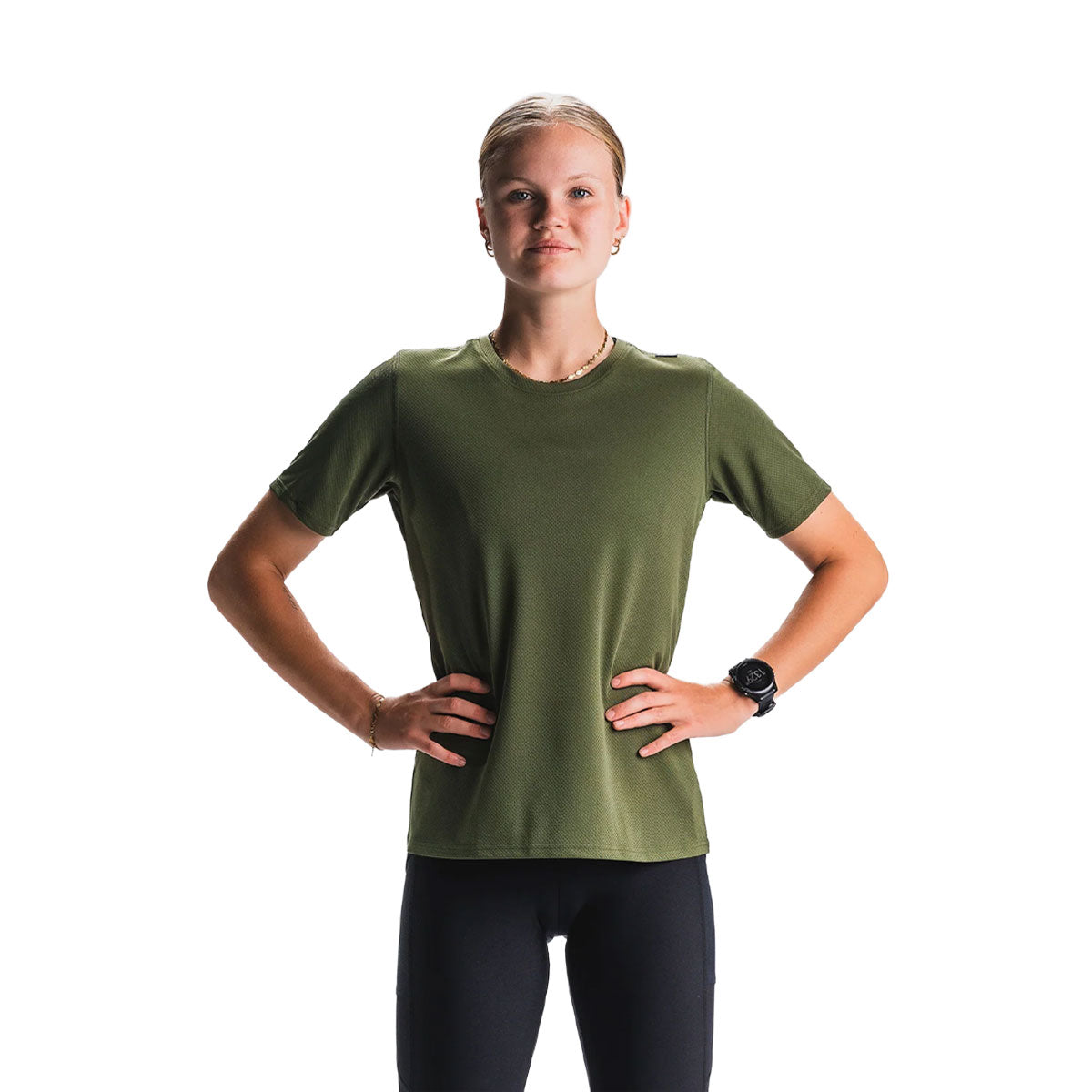 Grøn FUSION TEMPO! ONE Run dame t-shirt med kort ærme