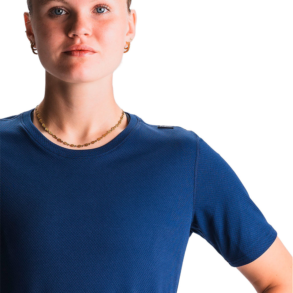 Blå FUSION TEMPO! One løbe-T-shirt til dame med rund hals