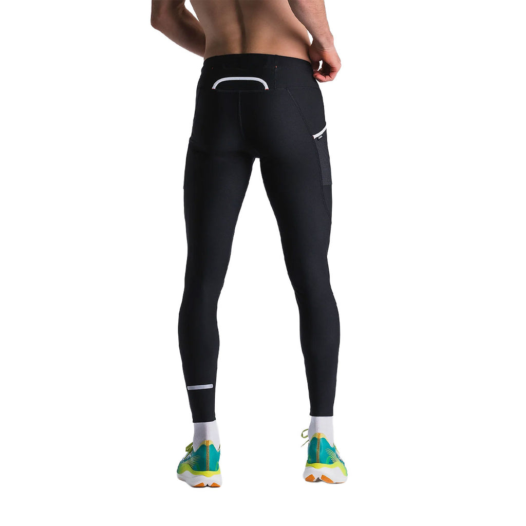 Unisex lang tights i sort med gråt panel på benet