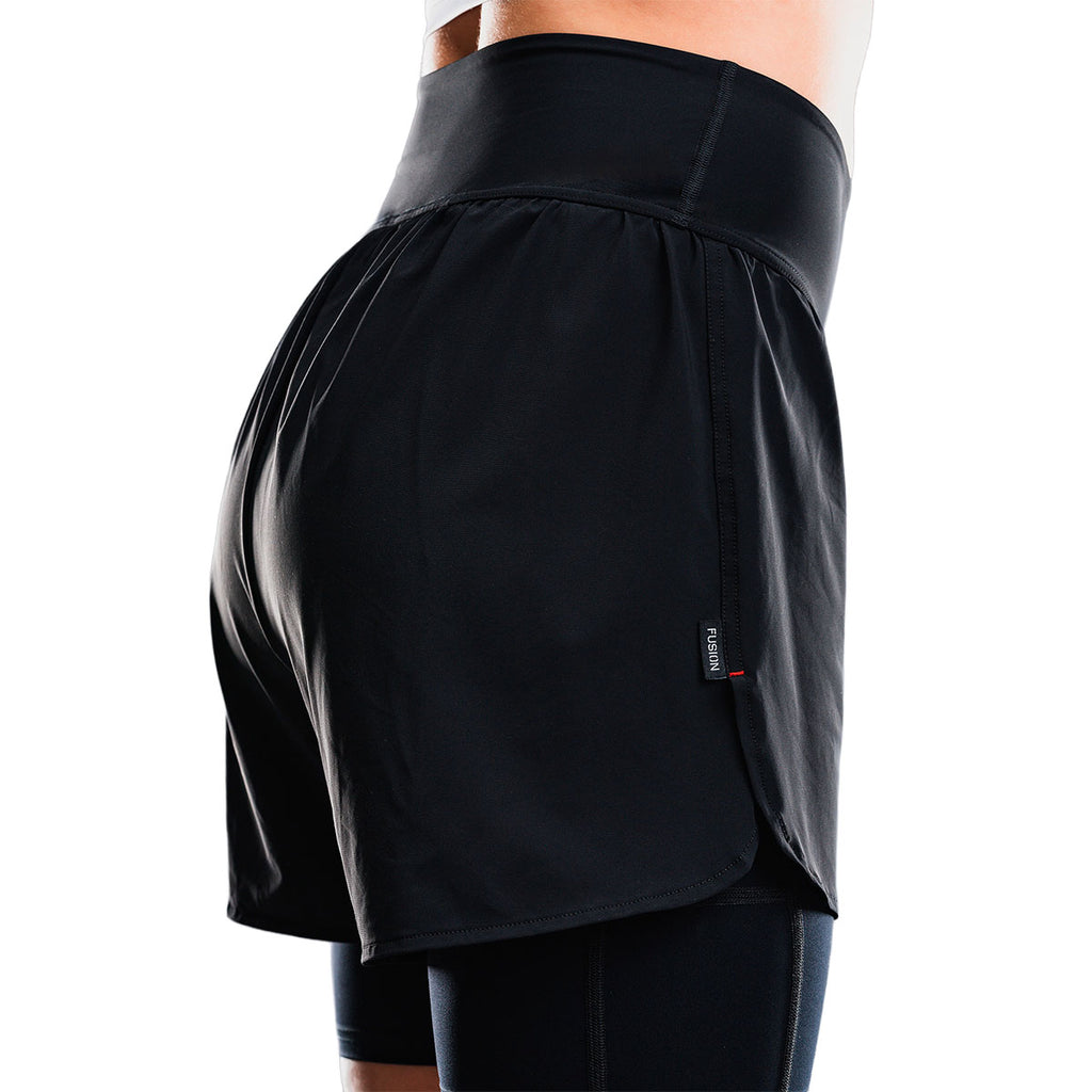 Sorte Fusion Tempo Pro løbeshorts med elastisk linning