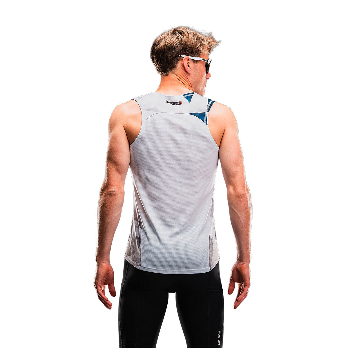 Fusion Tempo! PRO herre singlet med ærmeløs løbedesign og blå detaljer
