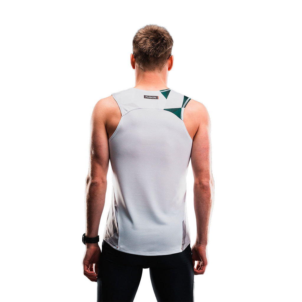 Fusion Tempo Pro herre singlet med grå forside og grønne detaljer