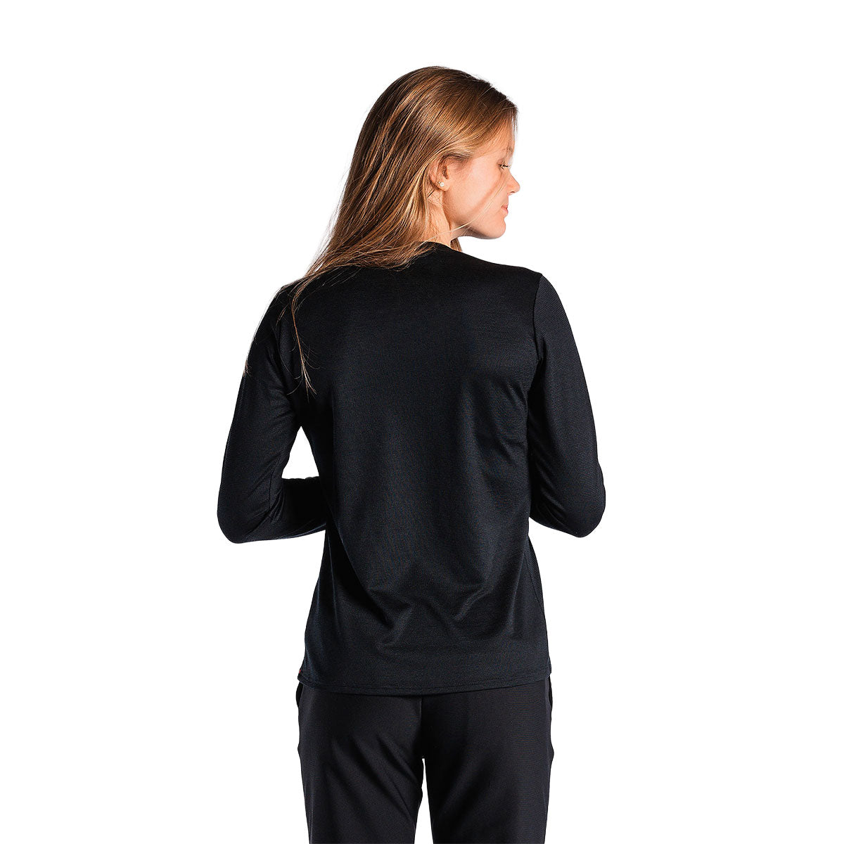 Sort langærmet merino trøje med rund hals fra Fusion Technical