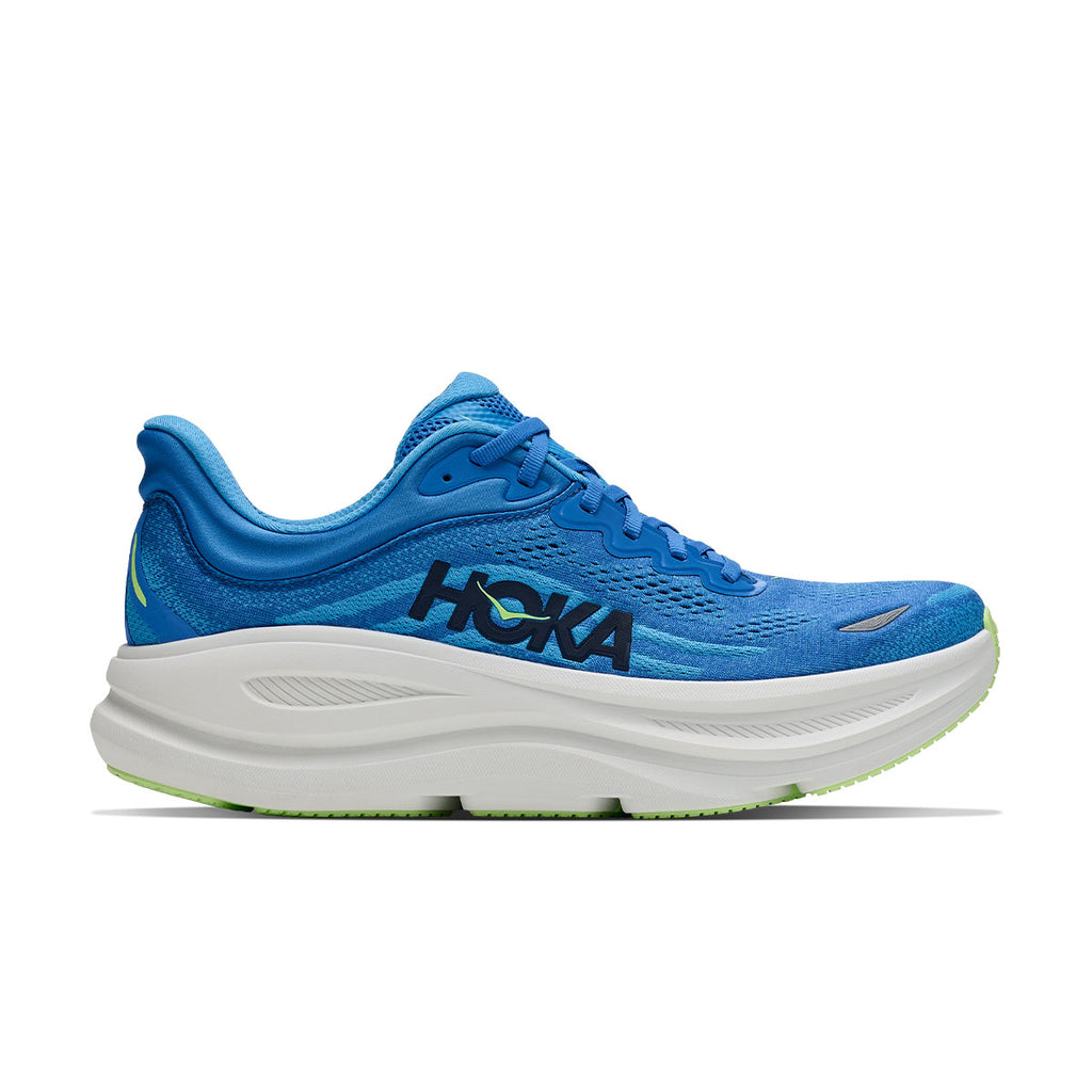 Hoka Bondi 9 herreløbesko i blå med snørebånd og dæmpet sål